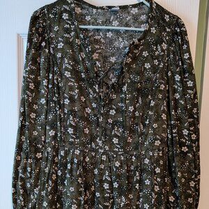 Old Navy Olive Green Floral Dress